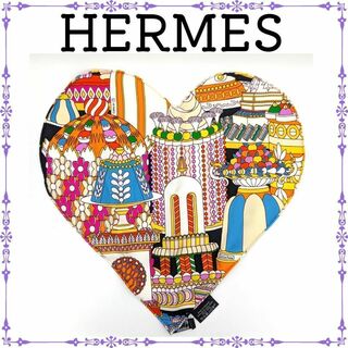 エルメス(Hermes)の【希少品】エルメス ポケットチーフ ハート型 シルク 専用ケース入(バンダナ/スカーフ)