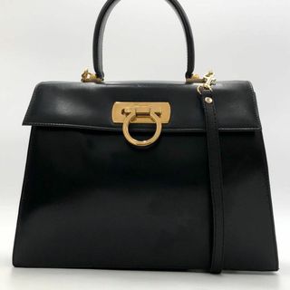 サルヴァトーレフェラガモ(Salvatore Ferragamo)の【高級】フェラガモ ハンドバッグ 2way ガンチーニ カーフレザー ブラック(ショルダーバッグ)