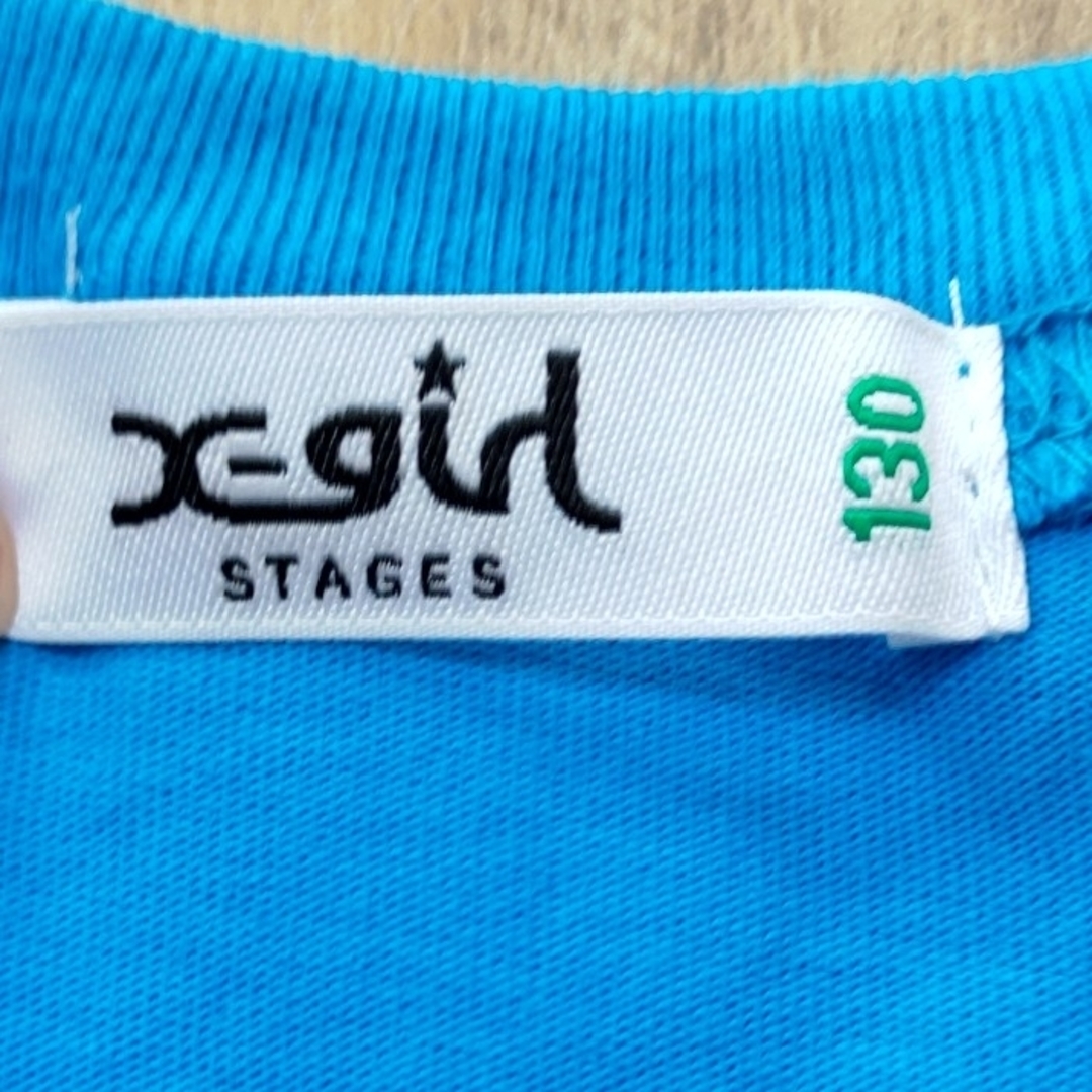 X-girl Stages(エックスガールステージス)のX-girl STAGES 130cm 半袖 Tシャツ ブルー 水色 キッズ/ベビー/マタニティのキッズ服女の子用(90cm~)(Tシャツ/カットソー)の商品写真