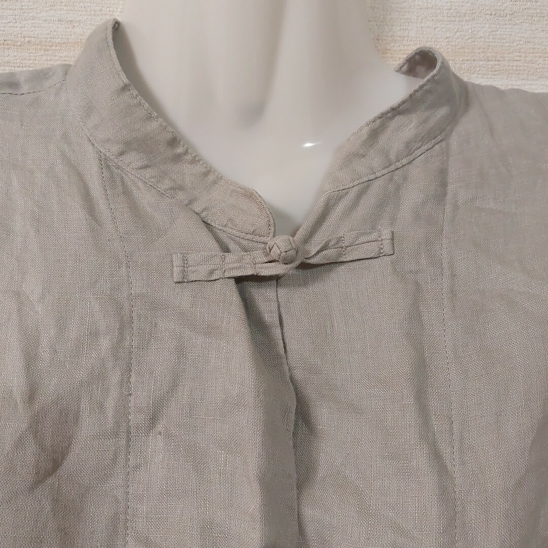 MUJI (無印良品)(ムジルシリョウヒン)の無印良品 MUJI チャイナシャツ 結び釦シャツ カンフーシャツ メンズ グレー メンズのトップス(シャツ)の商品写真