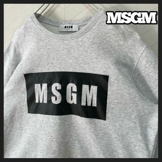MSGM - MSGM スウェット トレーナー ボックスロゴ クルーネック 杢グレー XL