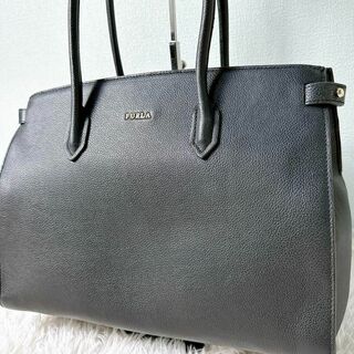 Furla - 美品✨ フルラ ピン トートバッグ 黒 レザー A4 パソコン 可 ビジネス