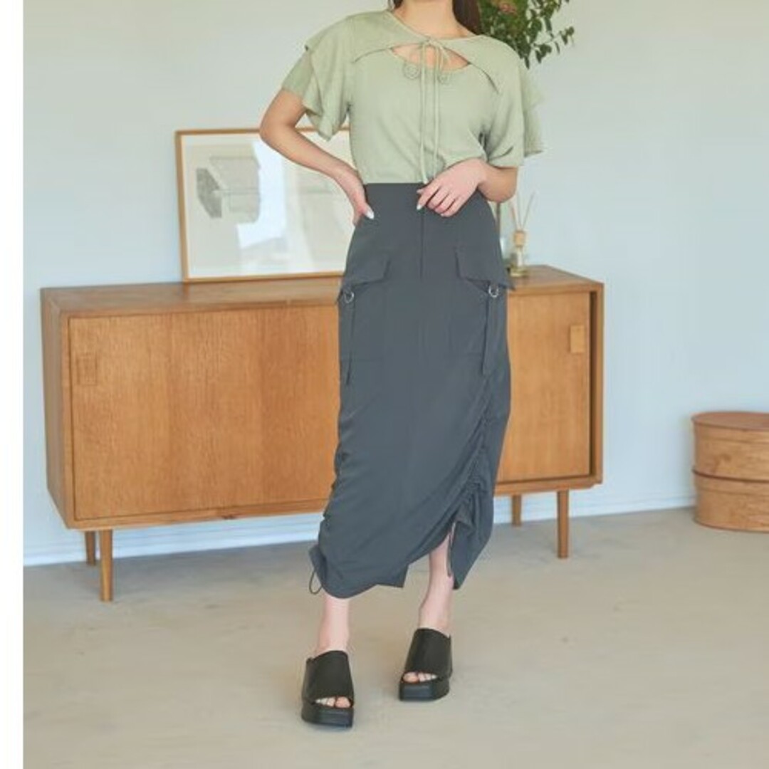 mysty woman(ミスティウーマン)のドロストアレンジカーゴスカート レディースのスカート(ロングスカート)の商品写真