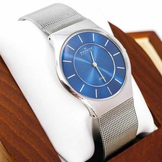 スカーゲン(SKAGEN)の◆稼働 SKAGEN 腕時計 ブルー メッシュベルト メンズ ウルトラスリム f(腕時計(アナログ))