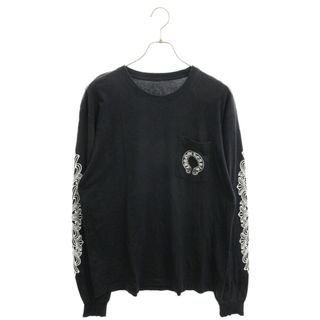 クロムハーツ(Chrome Hearts)のCHROME HEARTS クロムハーツ FLORAL CROSS HORSESHOE L/S TEE 袖フローラルクロスプリント長袖Tシャツ ブラック(Tシャツ/カットソー(七分/長袖))