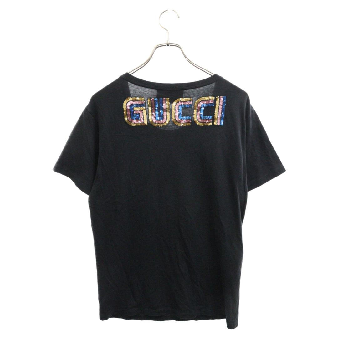 Gucci(グッチ)のGUCCI グッチ ブルドック スパンコール装飾 クルーネック半袖Tシャツ ブラック 492347 X9Y39 メンズのトップス(Tシャツ/カットソー(半袖/袖なし))の商品写真