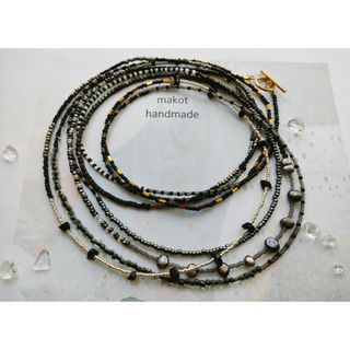 ＊Super long  necklace black＊ロングネックレス(ステン(ネックレス)