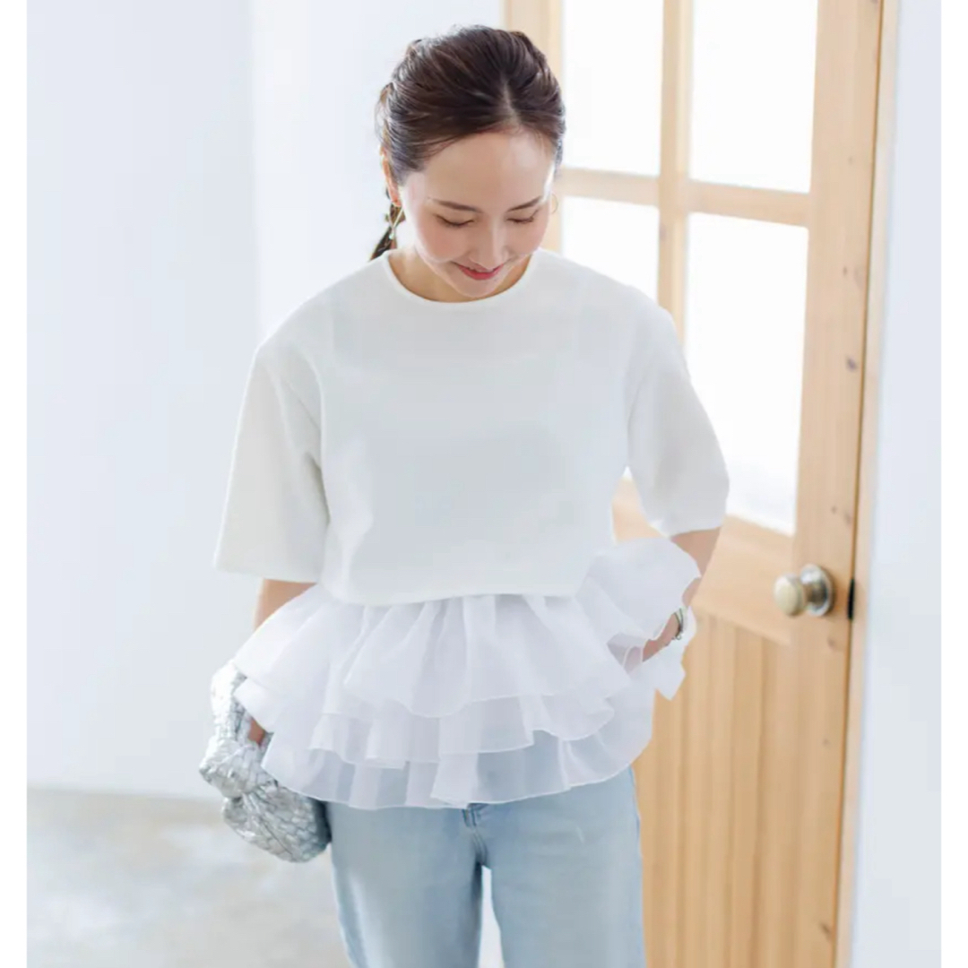 新品未使用bluelea Hem tulle docking pullover  レディースのトップス(シャツ/ブラウス(半袖/袖なし))の商品写真