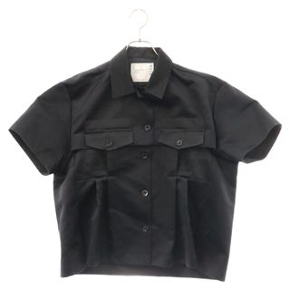 Sacai サカイ 22SS SATIN SHIRT サテン 半袖シャツ ブラック レディース 22-06116