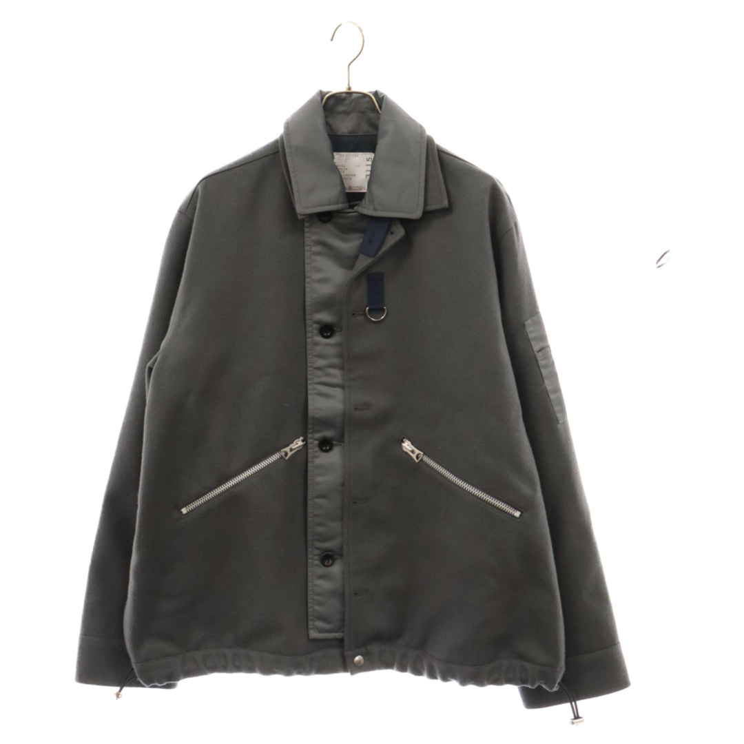 sacai(サカイ)のSacai サカイ 23AW Wool Melton Blouson ウールメルトンシャツブルゾン グレー ジャケット 23-03115M メンズのジャケット/アウター(ブルゾン)の商品写真