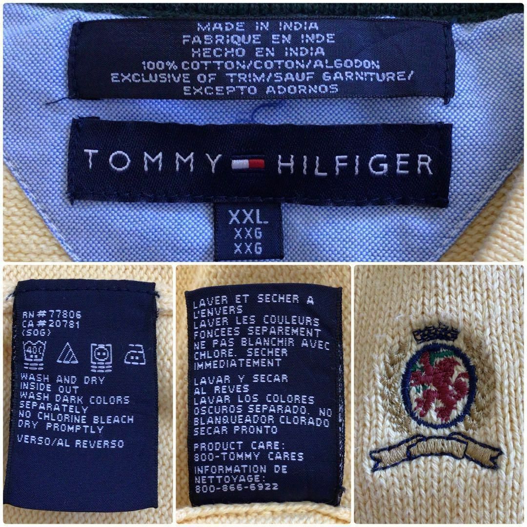 TOMMY HILFIGER(トミーヒルフィガー)のS287【大人気】US古着トミーヒルフィガー旧ブランド刺繍Vネックニットベスト メンズのトップス(ベスト)の商品写真