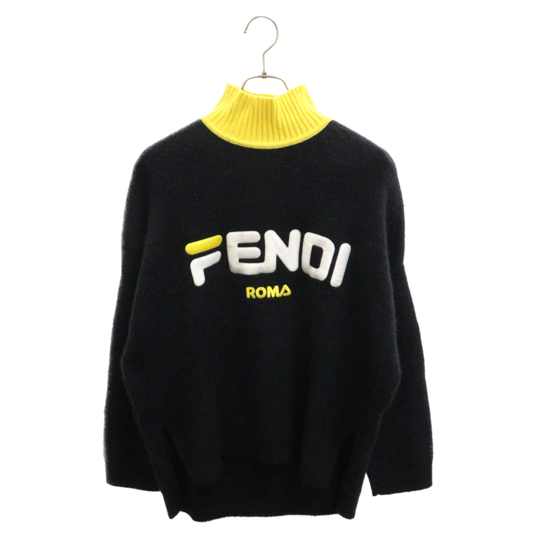 FENDI(フェンディ)のFENDI フェンディ ×FILA フィラ ロゴ刺繍 モヘア混 ハイネックニットセーター ブラック/イエロー FZY688 A5QH レディース レディースのトップス(ニット/セーター)の商品写真