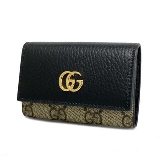 グッチ(Gucci)の【4ic3473-r】グッチ キーケース/GGマーモント/GGスプリーム/456118/PVC/レザー/ブラウン/ブラック/ゴールド金具 【中古】 メンズ/レディース/ユニセックス(キーケース)