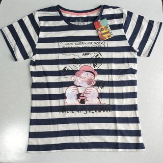 レディース　Tシャツ　Ｌサイズ　ネイビー×オフホワイト(Tシャツ(半袖/袖なし))