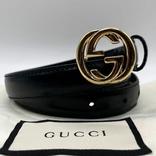 Gucci - ①GUCCI ベルト レディース インターロッキング ダブルG 黒✖️金