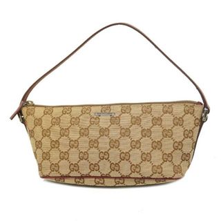 グッチ(Gucci)の【4ic3647-r】グッチ ポーチ/GGキャンバス/07198/キャンバス/レザー/ブラウン/レッド 【中古】 レディース(ポーチ)