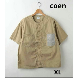 コーエン(coen)の【新品】coen コーエン Smith スミス ノーカラー 半袖シャツ　XL(シャツ)