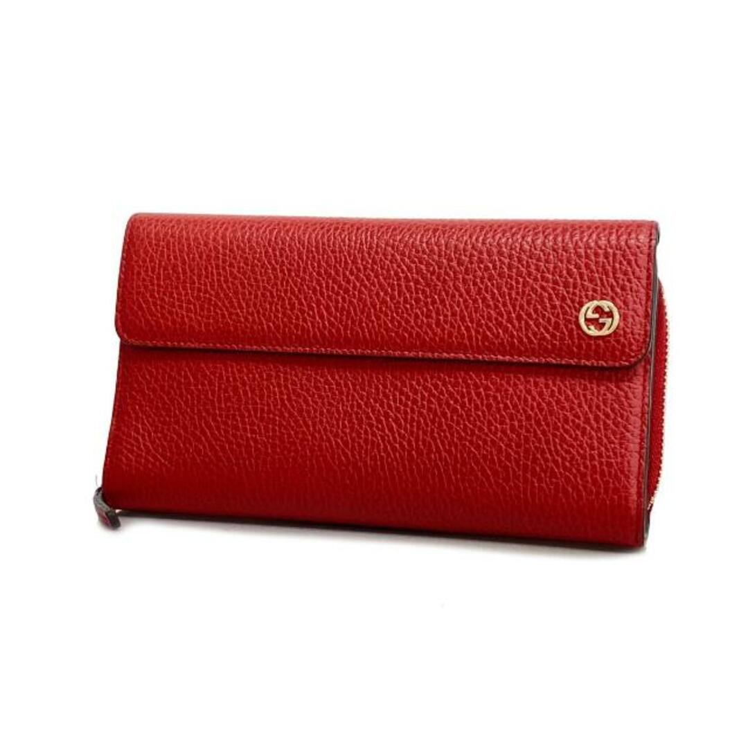 Gucci(グッチ)の【4ic3654-r】グッチ 長財布/インターロッキングG/449397/レザー/レッド/シャンパンゴールド金具 【中古】 レディース レディースのファッション小物(財布)の商品写真