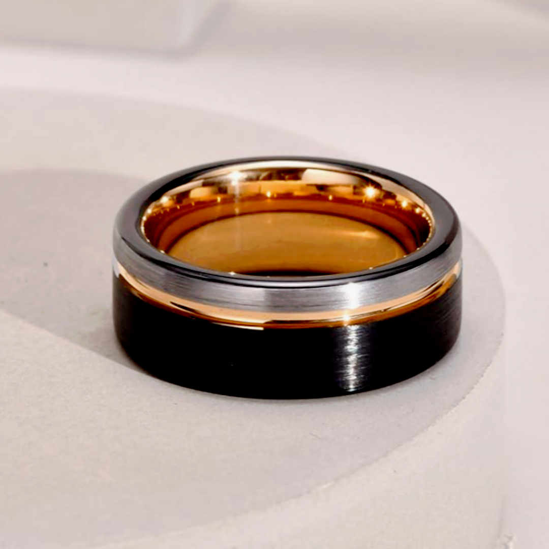【RN130】リング　アクセサリー 　メンズ 　ピンクゴールド　タングステン メンズのアクセサリー(リング(指輪))の商品写真