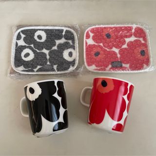 marimekko - 新品 マリメッコ ウニッコ マグカップ 赤 黒 プレート セット