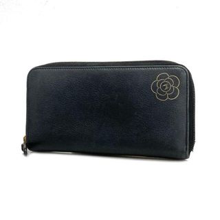 シャネル(CHANEL)の【4ic3657-r】シャネル 長財布/カメリア/レザー/ブラック/ゴールド金具 【中古】 レディース(財布)