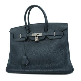 エルメス(Hermes)の★SALE 【4ic3574-g】エルメス ハンドバッグ/バーキン35/□G刻印/トリヨンクレマンス/ブルーインディゴ/シルバー金具 【中古】 レディース(ハンドバッグ)