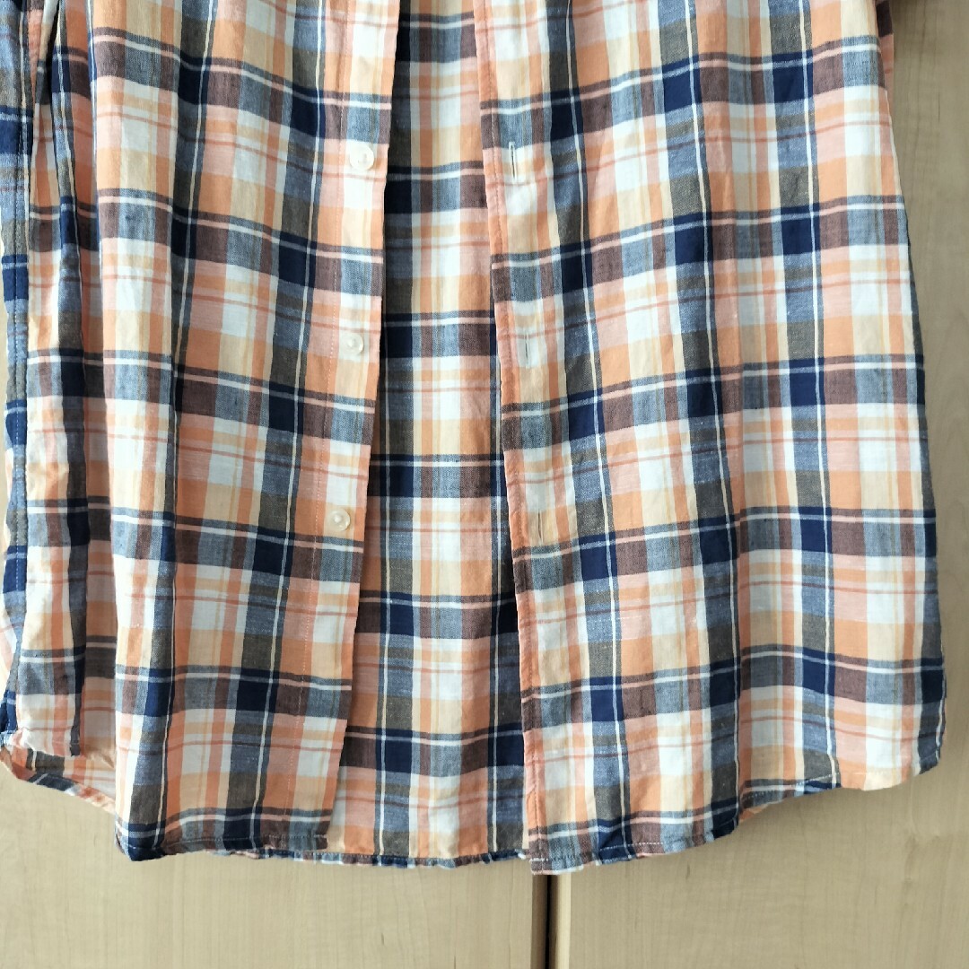 UNIQLO(ユニクロ)のUNIQLO　メンズシャツ　リネン混　オレンジ、ネイビー系 メンズのトップス(シャツ)の商品写真