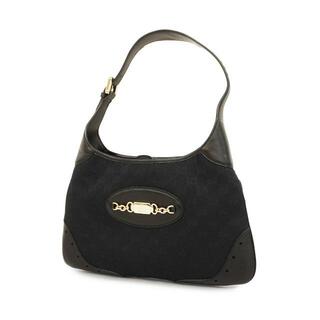 グッチ(Gucci)の【4ic3679】グッチ ショルダーバッグ/GGキャンバス/145778/キャンバス/ネイビー/ブラック/シャンパンゴールド金具 【中古】 レディース(ショルダーバッグ)