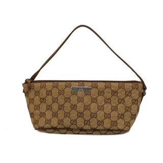 グッチ(Gucci)の【4ic3694-r】グッチ ポーチ/GGキャンバス/07198/キャンバス/レザー/ブラウン 【中古】 レディース(ポーチ)