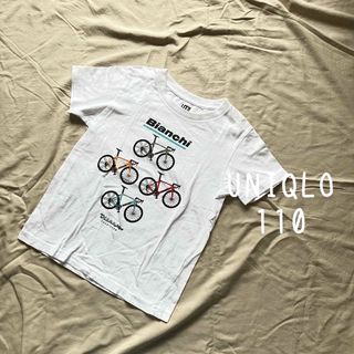 ユニクロ(UNIQLO)のユニクロ 110 Tシャツ 白 ホワイト 自転車 半袖(Tシャツ/カットソー)