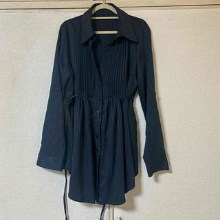 ストライプ　シャツ　チュニック　ロングシャツ(シャツ/ブラウス(長袖/七分))