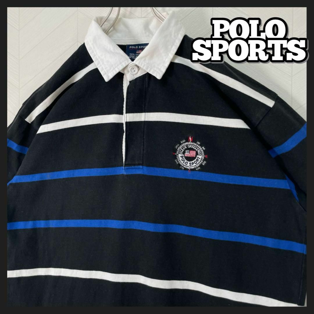 POLO RALPH LAUREN(ポロラルフローレン)のポロスポーツ ボーダー ポロシャツ 刺繍ロゴ 半袖 ポロスポ マルチカラー XL メンズのトップス(ポロシャツ)の商品写真