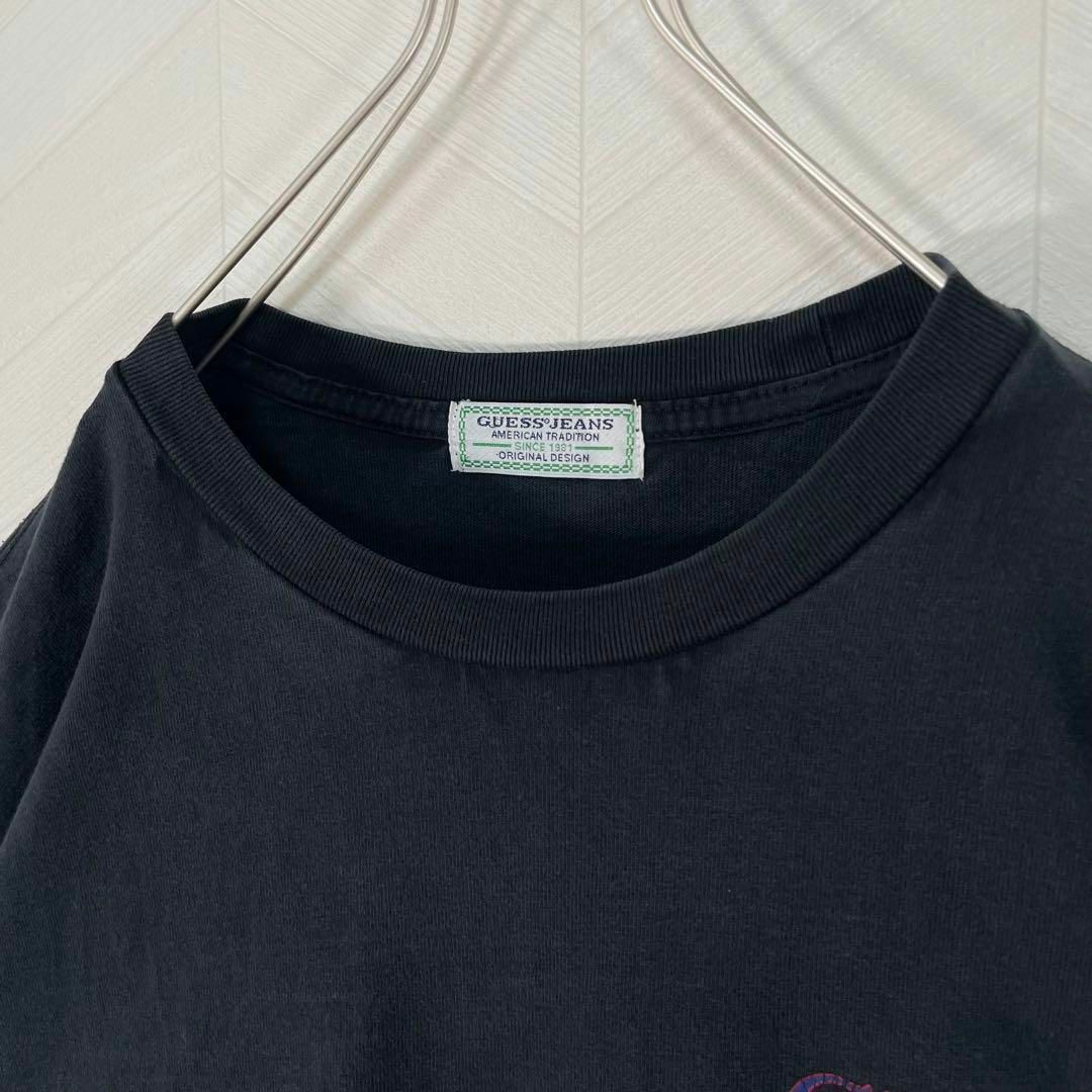 GUESS(ゲス)のOLD GUESS オーバーサイズ Tシャツ 両面 ゴツロゴ 墨黒 半袖 古着 メンズのトップス(Tシャツ/カットソー(半袖/袖なし))の商品写真