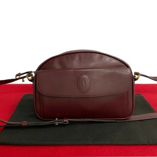 カルティエ(Cartier)の極 美品 袋付き CARTIER カルティエ マストライン ロゴ レザー 本革 ミニ ショルダーバッグ ポシェット サコッシュ ボルドー 29720(ショルダーバッグ)