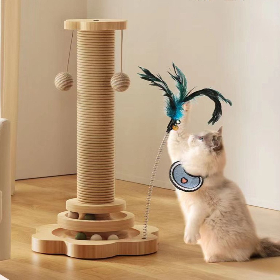 おもちゃ 爪とぎ 木製  猫 爪みがき 縦置き型 ボール  キャットタワー その他のペット用品(猫)の商品写真