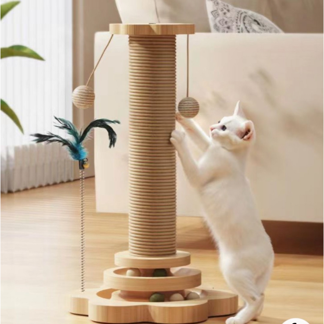 おもちゃ 爪とぎ 木製  猫 爪みがき 縦置き型 ボール  キャットタワー その他のペット用品(猫)の商品写真