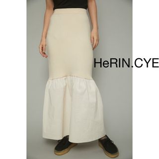 ヘリンドットサイ(HeRIN.CYE)のHeRIN.CYE Rib hem knit skirtリブニット切替スカート(ロングスカート)