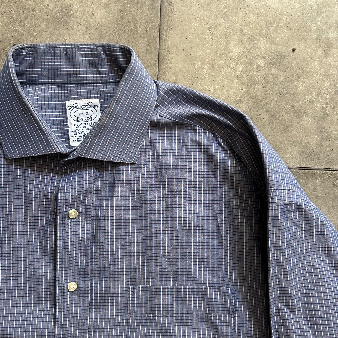 Brooks Brothers(ブルックスブラザース)の90s ブルックスブラザーズ チェックシャツ USA製 17 パープルブルー メンズのトップス(シャツ)の商品写真