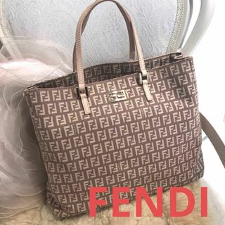 フェンディ(FENDI)の★美品☆FENDI　ズッキーノ　ハンドバッグ　ロゴ　キャンバス　ファスナー(ハンドバッグ)