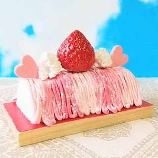 板乗せ 蒲鉾風 いちごモンブラン フェイクケーキ フェイクスイーツ 食品サンプル(その他)