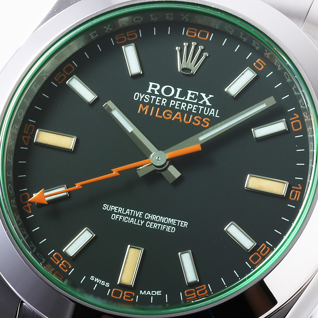 ROLEX(ロレックス)のロレックス ミルガウス グリーンガラス 116400GV ブラック ランダム番 メンズ 中古 腕時計 メンズの時計(腕時計(アナログ))の商品写真