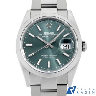 ロレックス(ROLEX)のロレックス デイトジャスト36 126200 ミントグリーン バー 3列 オイスターブレス ランダム番 メンズ 中古 腕時計(腕時計(アナログ))