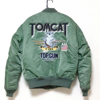 アヴィレックス(AVIREX)のアヴィレックス MA-1 TOP GUN/TOMCAT 刺繍【SAGE★L】(フライトジャケット)