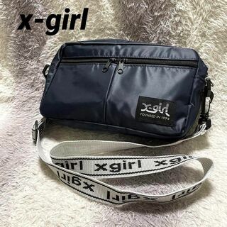 X-girl - b53d x-girl ショルダーバッグ ネイビー シンプル ロゴショルダー