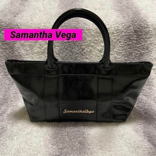 Samantha Vega - b41c Samantha Vega エナメルバッグ ハンドバッグ 黒 水玉