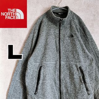 ザノースフェイス(THE NORTH FACE)のノースフェイス　フルジップ　フリース　ジャケット　グレー　Lサイズ　海外古着(マウンテンパーカー)