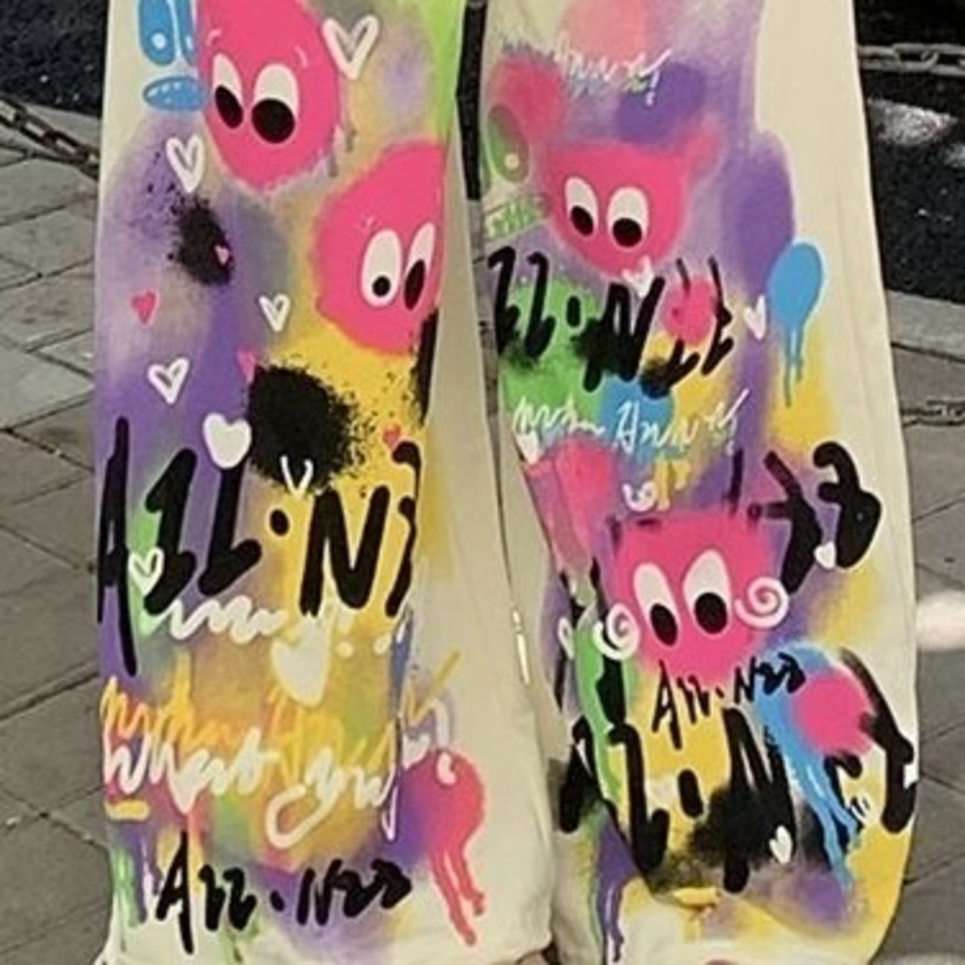 【送料無料】　パステルカラー　ロングパンツ　カラフル　L　原宿　ストリート レディースのパンツ(カジュアルパンツ)の商品写真