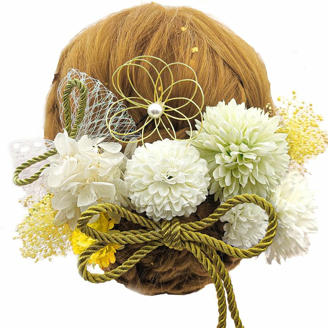 【色:ホワイト&ライトグリーン】[JZOON] 髪飾り 11点セット 高級造花  レディースのファッション小物(その他)の商品写真