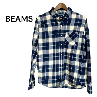 ビームス(BEAMS)のBEAMS ビームス 長袖シャツ チェック ボタンダウン ネイビー S コットン(シャツ)