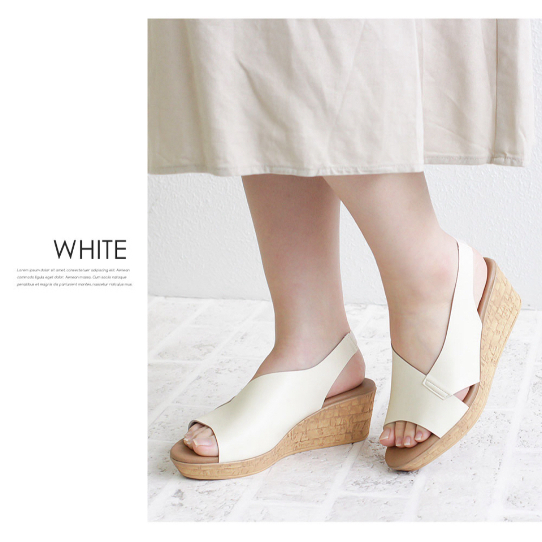 ホワイトサンダル　LLサイズ ヒール6cm レディースの靴/シューズ(サンダル)の商品写真